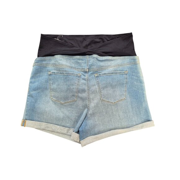 Isabel Maternity By Ingrid & Isabel Midi Short With Crossover Panel Denim Shorts - Picture 2 of 5